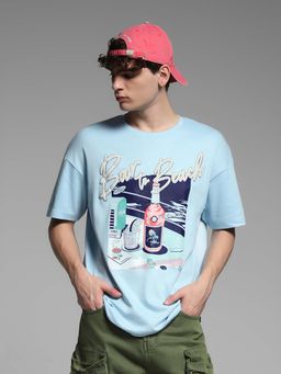 Jack & Jones - Blue Graphic Oversized Fit T-Shirt