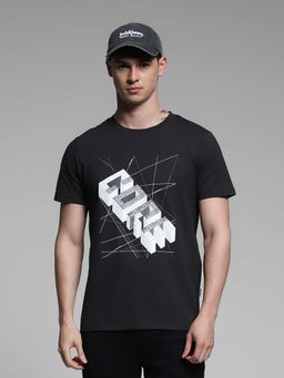 Jack & Jones - Black Printed Regular Fit T-Shirt