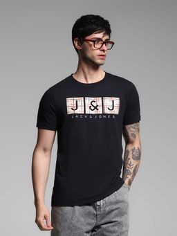 Jack & Jones - Black Printed Regular Fit T-Shirt