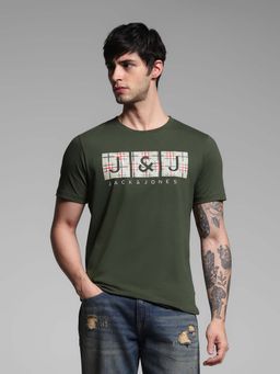 Jack & Jones - Green Printed Regular Fit T-Shirt