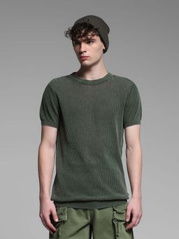 Jack & Jones - Green Solid Regular Fit T-Shirt