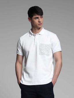 Jack & Jones - White Solid Regular Fit Polo T-Shirt