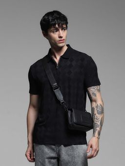 Jack & Jones - Black Solid Regular Fit Polo T-Shirt