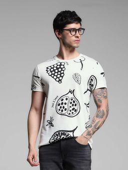 Jack & Jones - White Printed Slim Fit T-Shirt