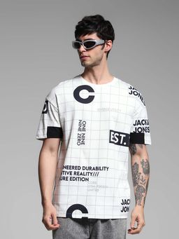 Jack & Jones - White Printed Relaxed Fit T-Shirt
