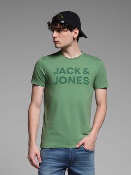 Jack & Jones - Green Printed Slim Fit T-Shirt