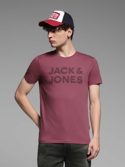 Jack & Jones - Purple Printed Slim Fit T-Shirt