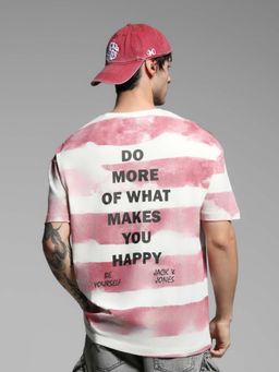 Jack & Jones - Red Printed Oversized Fit T-Shirt