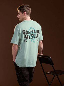 The Bear House - Teal Typography Oversized Fit T-Shirt