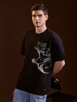 The Bear House - Black Printed Oversized Fit T-Shirt
