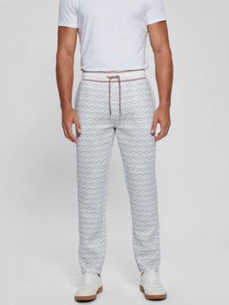 Guess - White Printed Straight Fit Trackpant