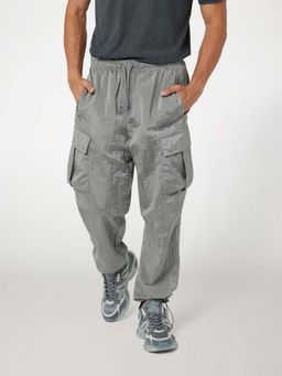 Guess - Grey Solid Loose Fit Cargo Pant