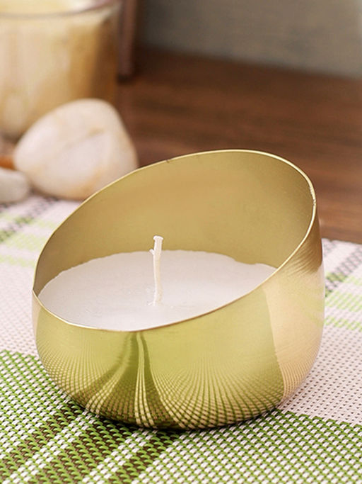 AAPNO RAJASTHAN Handcrafted Golden Candle Holder (S)