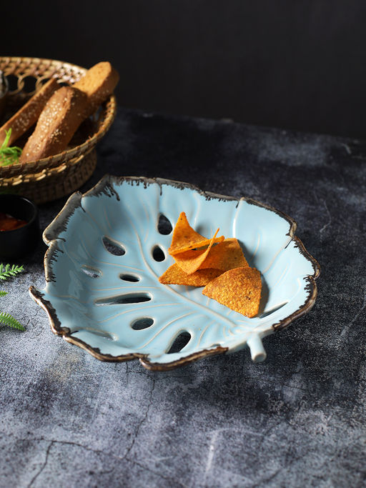 AAPNO RAJASTHAN Leaf Shape Ceramic Platter