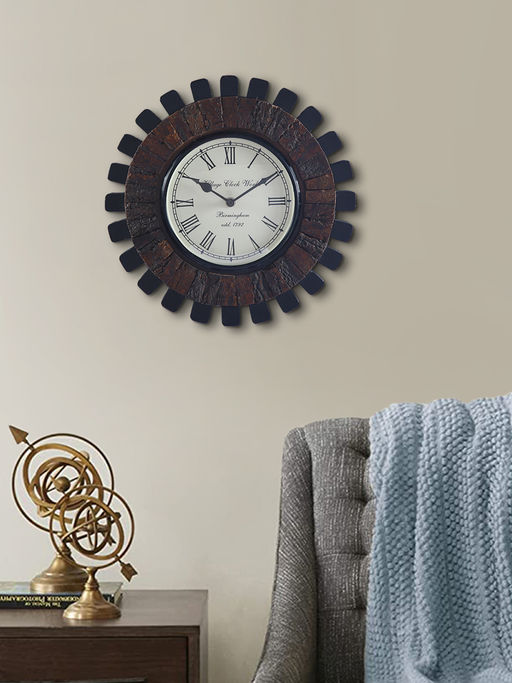 AAPNO RAJASTHAN Wooden Sun Wall Clock