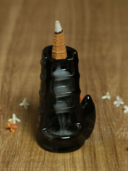 Tayhaa - Black Resin Smoke Fountain with Backflow Incense Cone