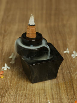 Tayhaa - Black Resin Smoke Fountain with Backflow Incense Cone