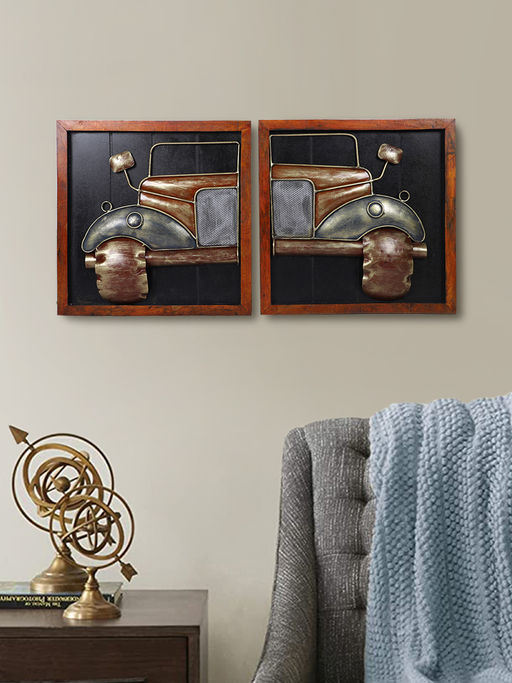 AAPNO RAJASTHAN Double Frame Vintage Jeep Car D cor
