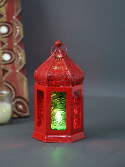 Tayhaa - Red Metal & Glass Moroccan Lantern