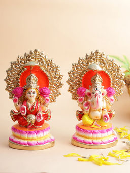 AAPNO RAJASTHAN - Hand painted Laxmi Ganesh Idol Set