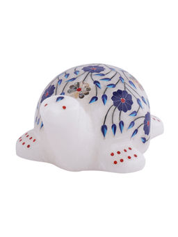 AAPNO RAJASTHAN - Marble Tortoise Embedded with Synthetic Stones