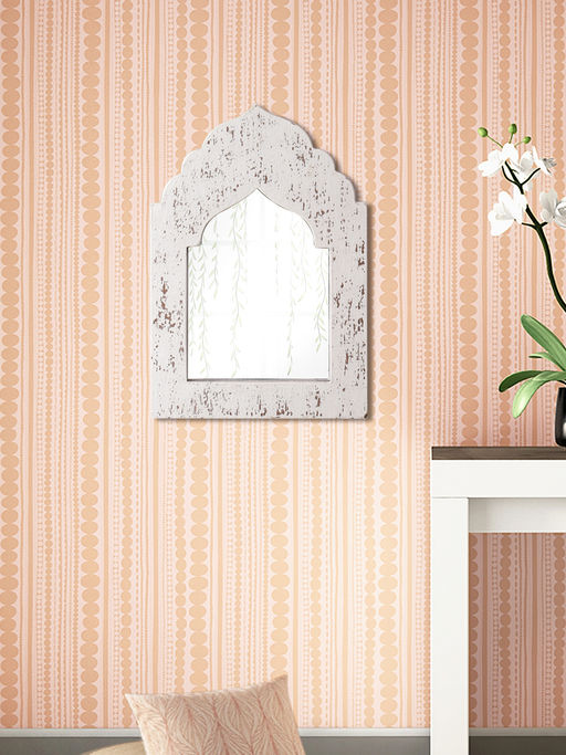 AAPNO RAJASTHAN White Handcrafted Wall Mirror
