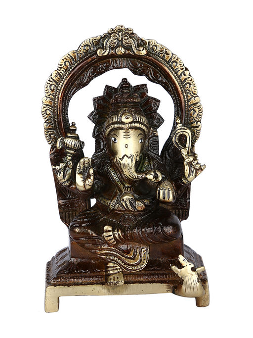 AAPNO RAJASTHAN Lord Ganesha on Throne Brass Statue