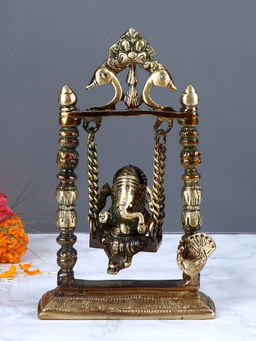 AAPNO RAJASTHAN - Lord Ganesh in Jhula Brass Showpiece