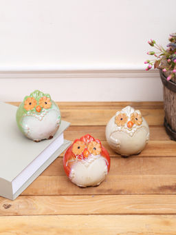Tayhaa - Adorable Flower - Eyed Colourful Ceramic Owl Trio
