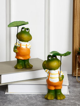 Tayhaa - Polyresin Lotus Leaf Frog showpiece Set
