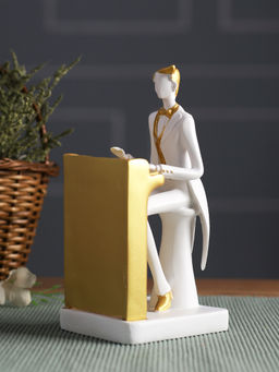 Tayhaa - White & Gold Piano Player Showpiece