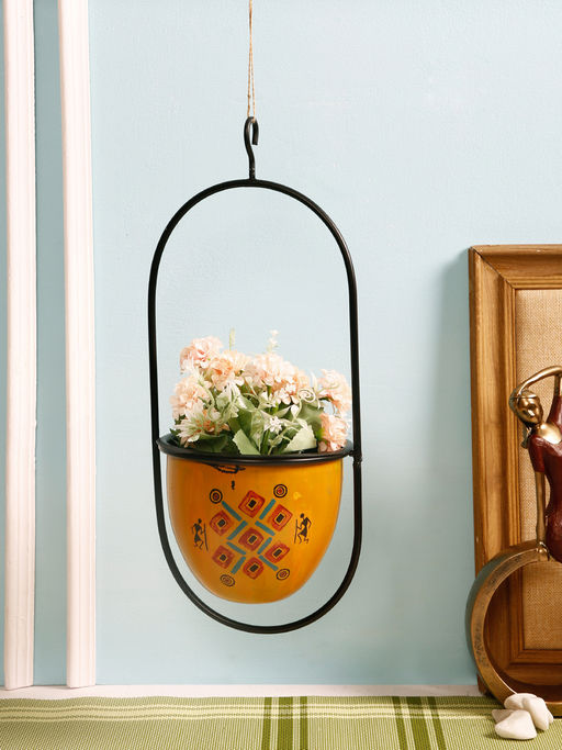 AAPNO RAJASTHAN Circular Yellow Hanging Planter