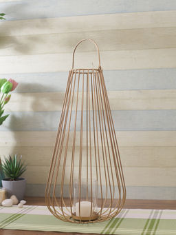 AAPNO RAJASTHAN - Golden Lantern Shape Tealight Holder