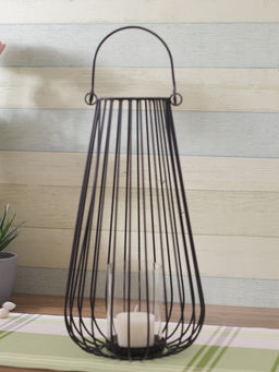 AAPNO RAJASTHAN - Black Lantern Shape Tealight Holder