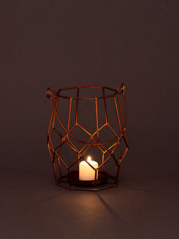 AAPNO RAJASTHAN - Rose Gold Iron Wire Candle Holder
