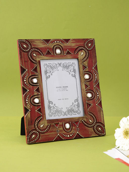 AAPNO RAJASTHAN Hand painted Brown Wooden Photo Frame (4x6)