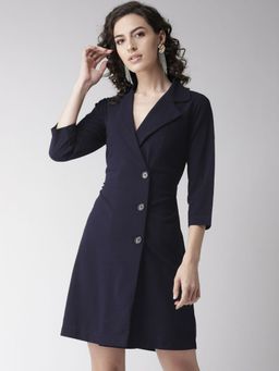 Twenty Dresses by Nykaa Fashion - Navy Blue Boardroom Chic Blazer Dress