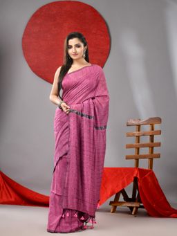 Arhi - Pink Cotton Soft Stripe Designs Saree with Unstitched Blouse