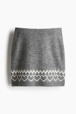 H&M - Women Grey Jacquard-Knit Mini Skirt