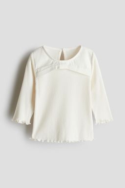 H&M - Girls White Bow-Detail Jersey Top