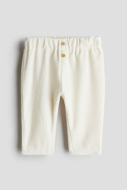 H&M - Boys White Ribbed Velour Trousers