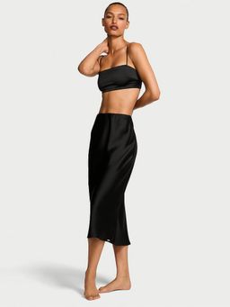 Victoria's Secret - Luxe Satin Crop Bandeau Top and Skirt Black