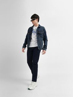 Jack & Jones - Men Solid Dark Blue Jeans