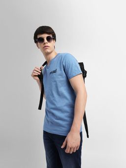 Jack & Jones - Men Logo Print Blue T-Shirt