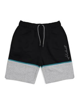 HELLCAT - Trendy Black Colorblock with branding Printed Shorts