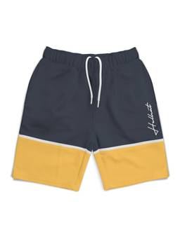 HELLCAT - Trendy Cool Dark Grey Colorblock with branding Printed Shorts