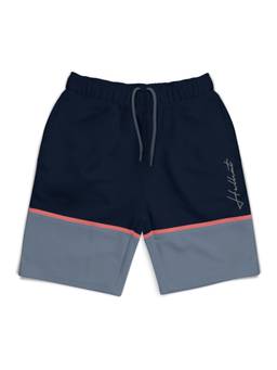 HELLCAT - Trendy Navy Blue Colorblock with branding Printed Shorts