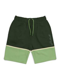 HELLCAT - Trendy Olive Colorblock with branding Printed Shorts