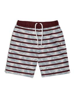 HELLCAT - Trendy Burgundy Striped with branding Printed Shorts