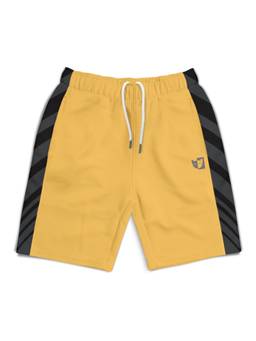 HELLCAT - Trendy Mustard Colorblock with branding Printed Shorts